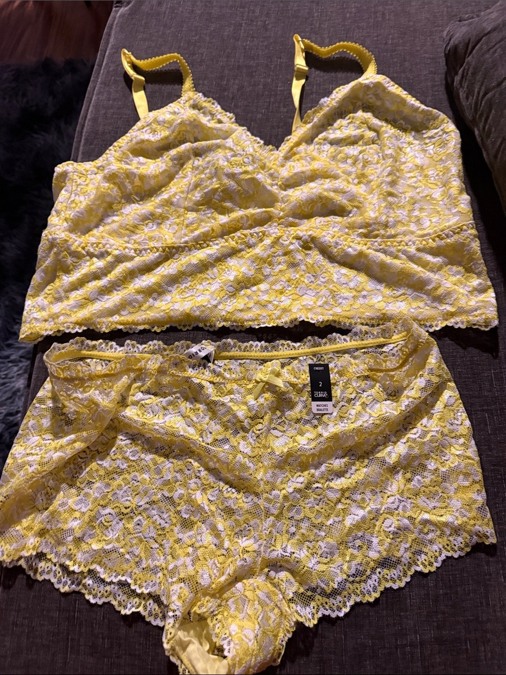 torrid Yellow Lace Bralette and Lace Shorts Set